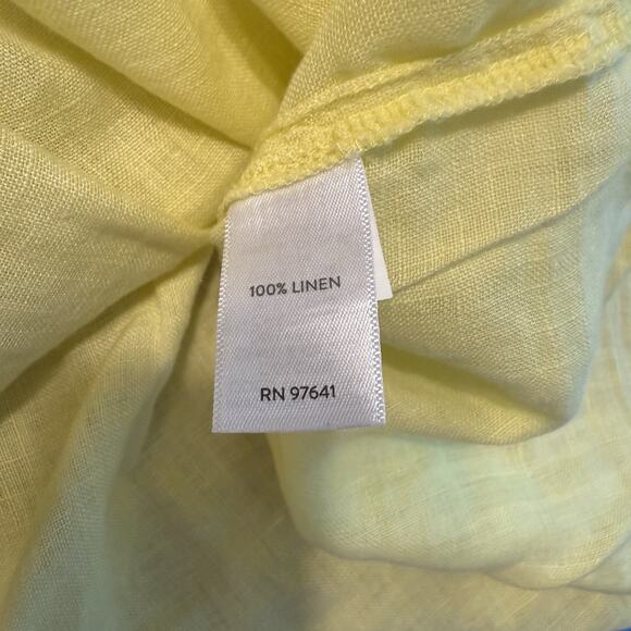 J.Jill Love Linen Sz XL Relaxed Peasant Top Yellow Lightweight Lagenlook Ruffle - Picture 7 of 11